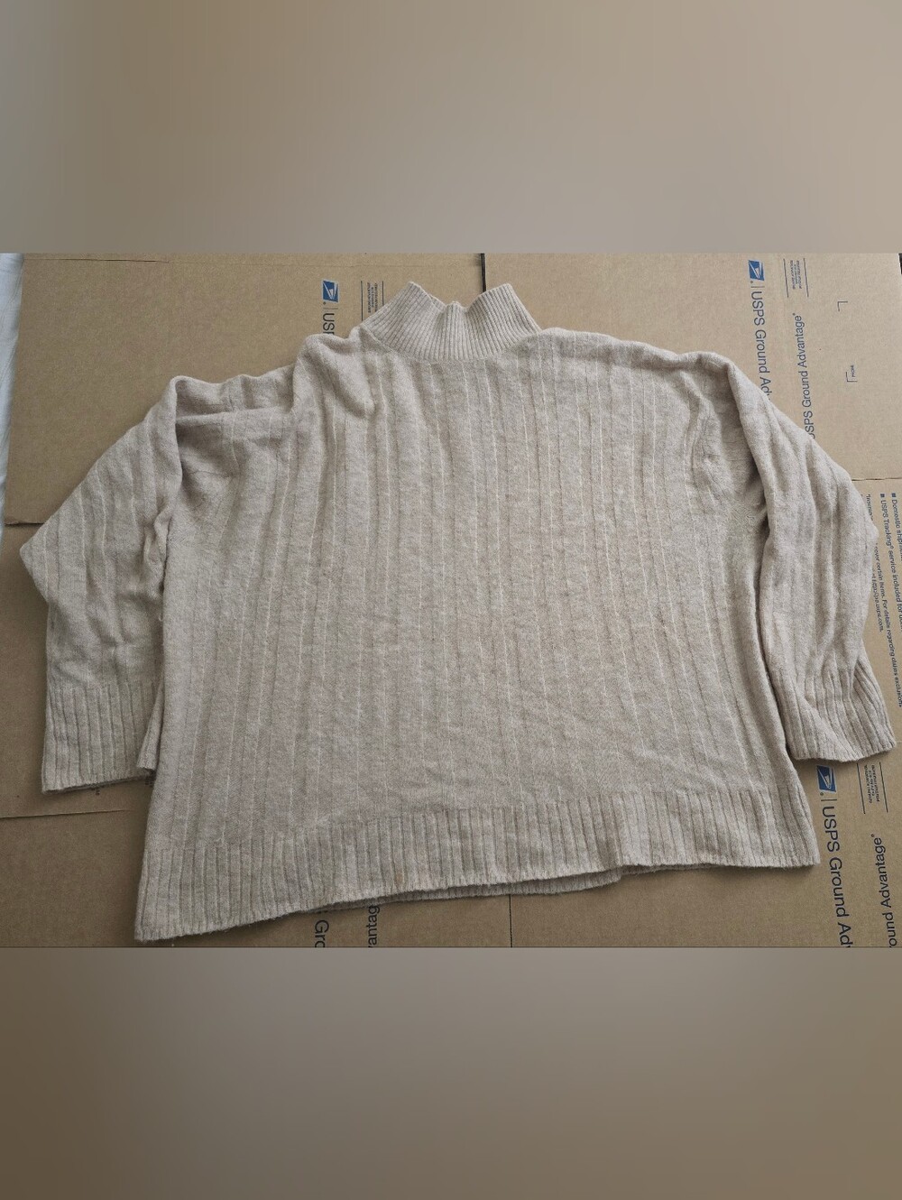 J. Crew Ribbed mockneck sweater in Supersoft yarn, Tan, Size XXL